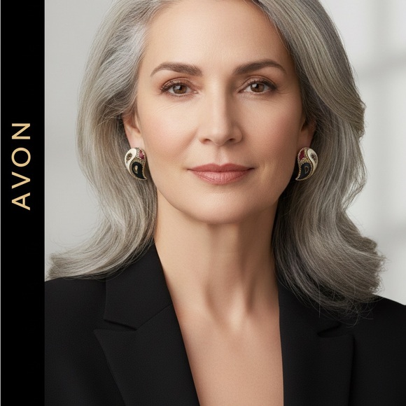 Vintage Avon Paisley Enamel Clip-On Earrings | Red, Black & Cream Gold Tones - Picture 7 of 8